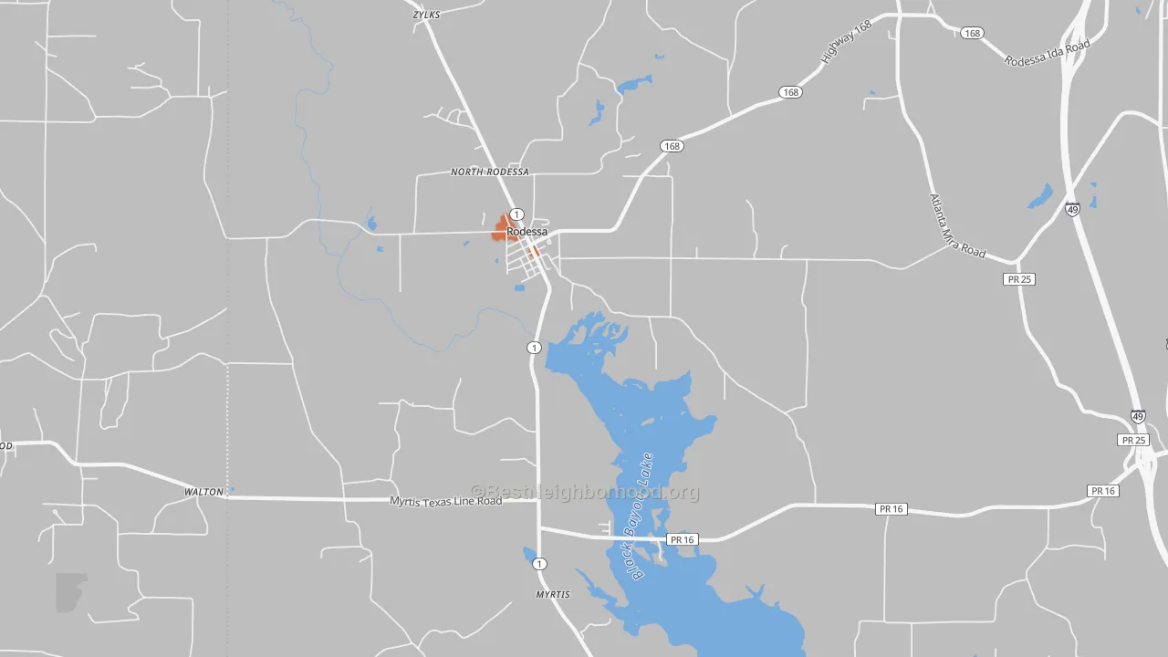 Bike Grade map of Rodessa, LA