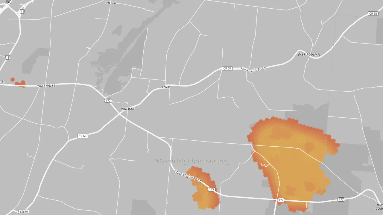 Bike Grade map of Rodman, NY