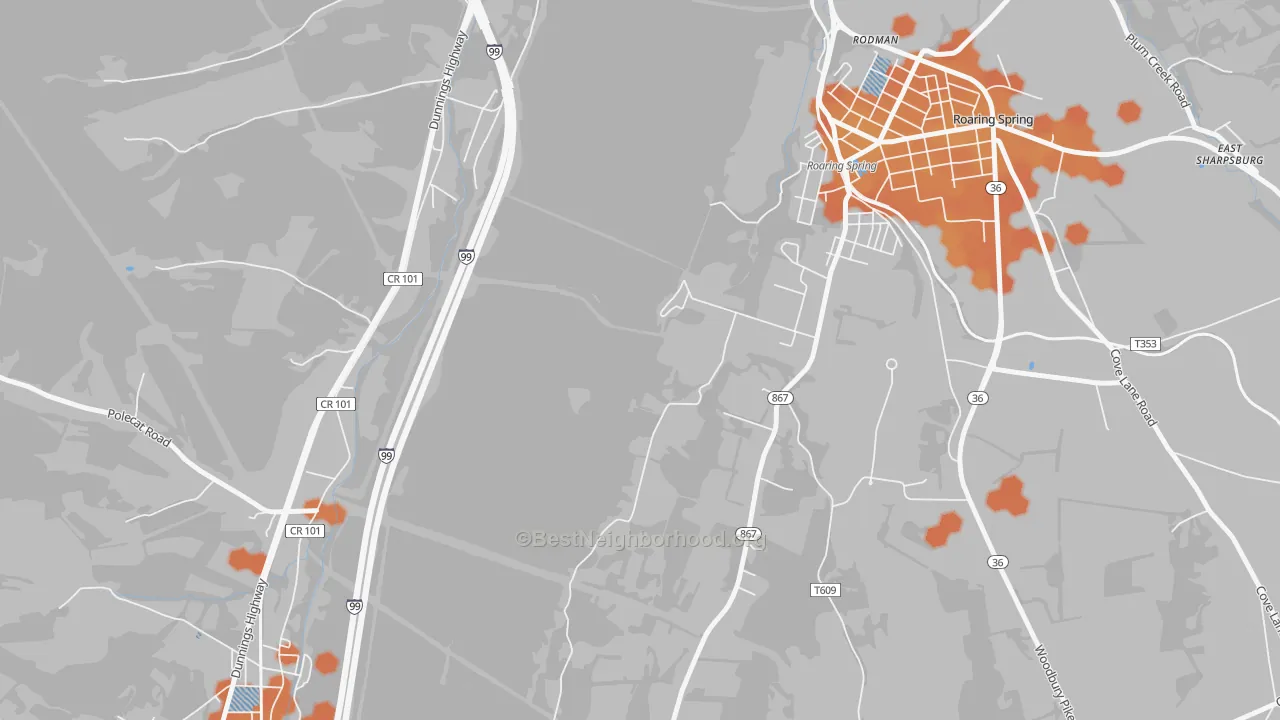Bike Grade map of Rodman, PA