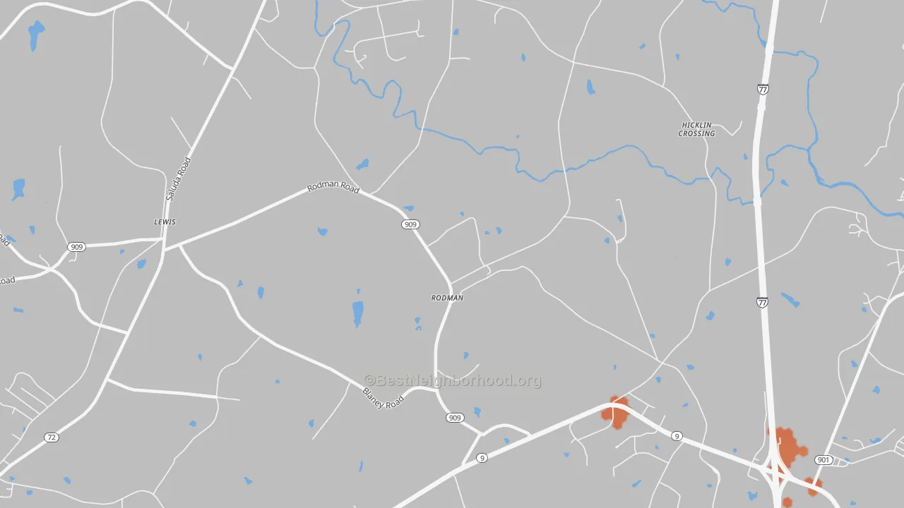 Bike Grade map of Rodman, SC