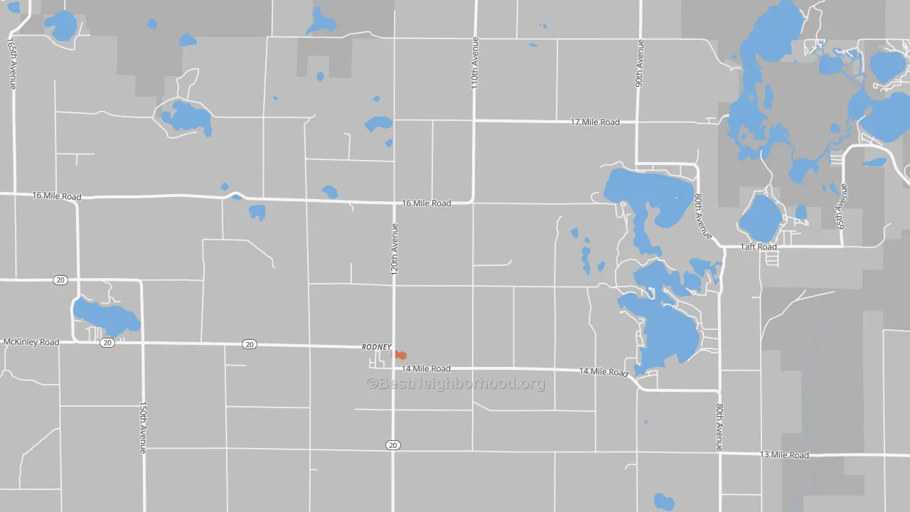 Bike Grade map of Rodney, MI