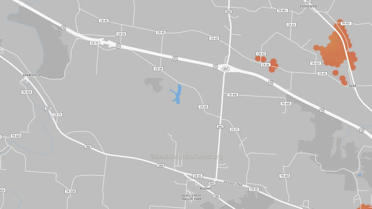 Bike Grade map of Rodney, OH