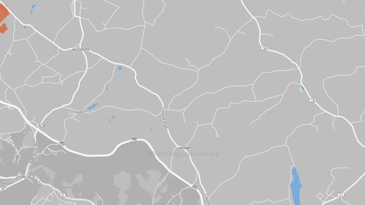 Bike Grade map of Rodney, PA