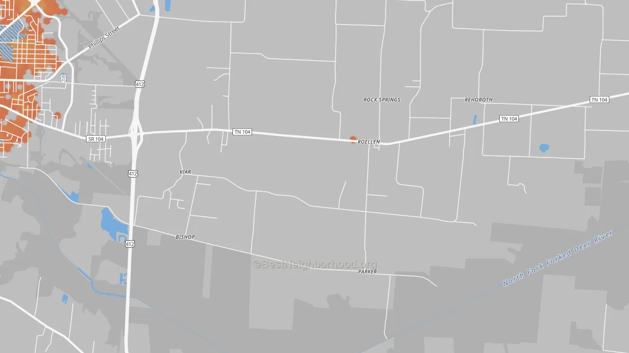 Bike Grade map of RoEllen, TN