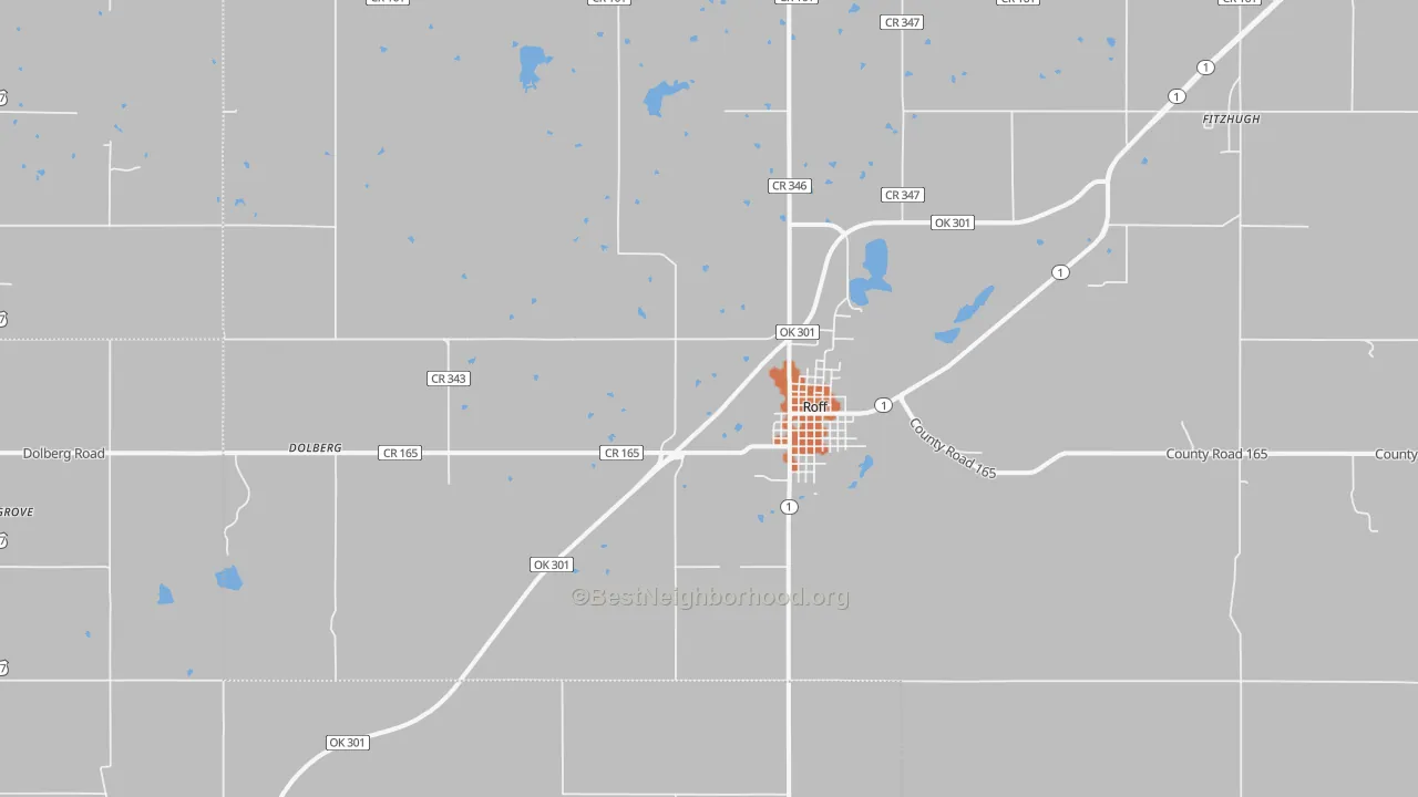 Bike Grade map of Roff, OK