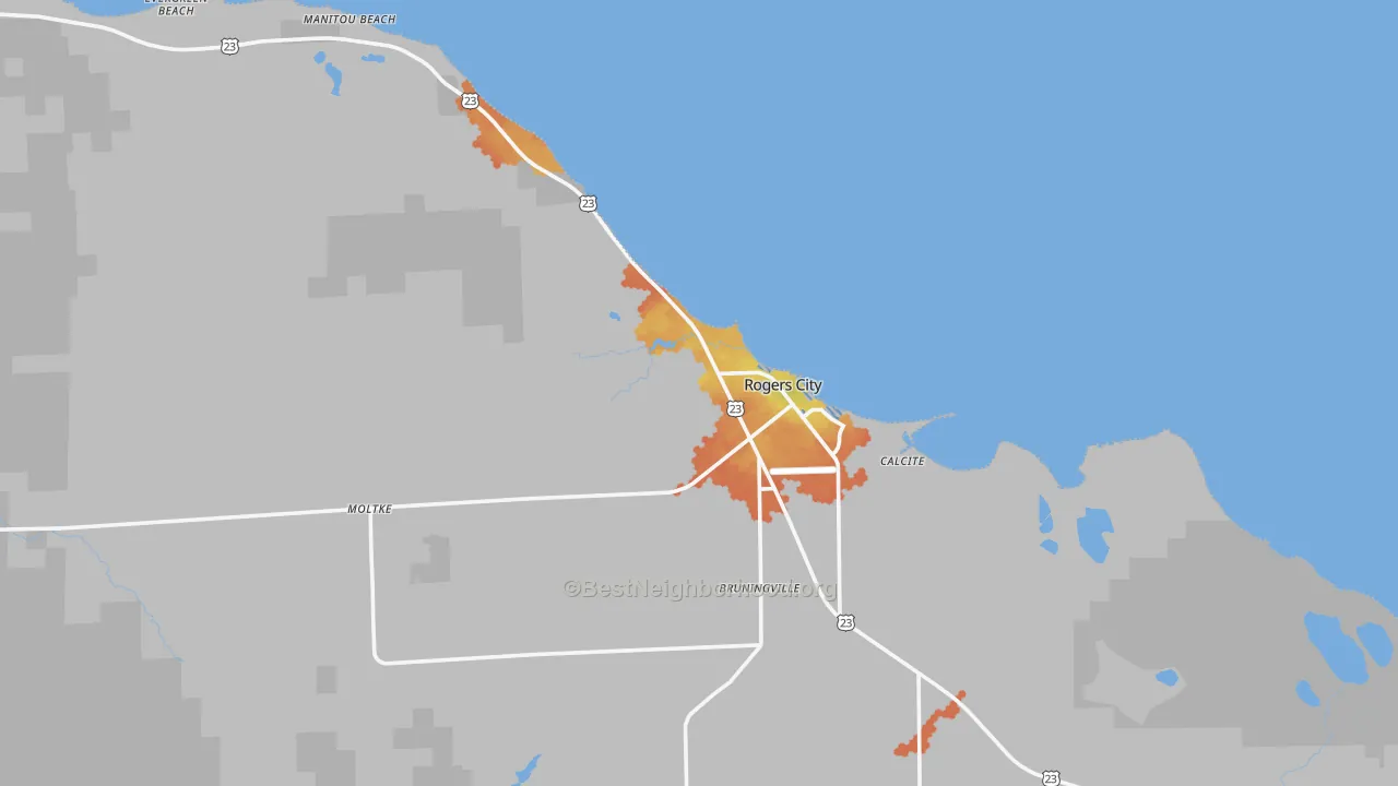 Bike Grade map of Rogers City, MI