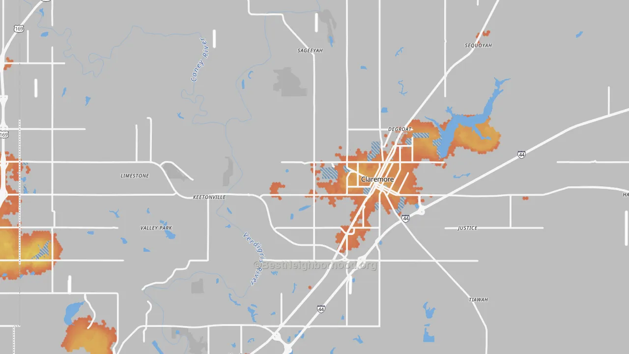 Bike Grade map of Rogers County, OK