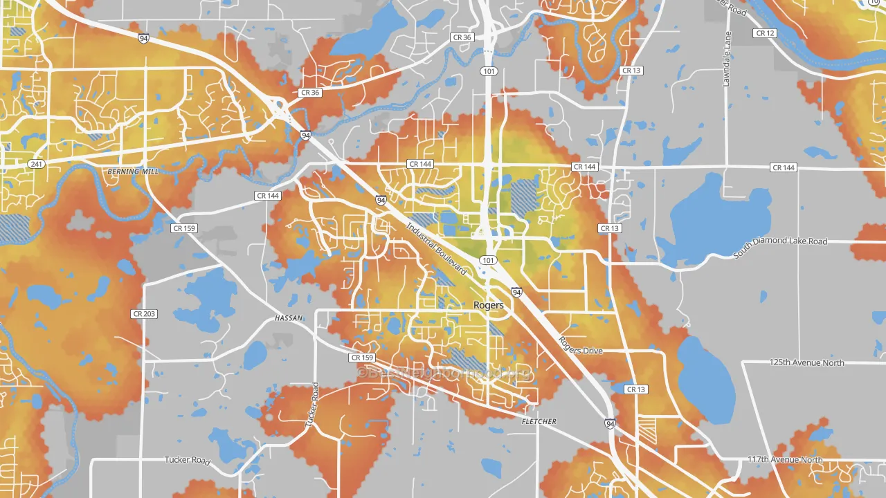 Bike Grade map of Rogers, MN