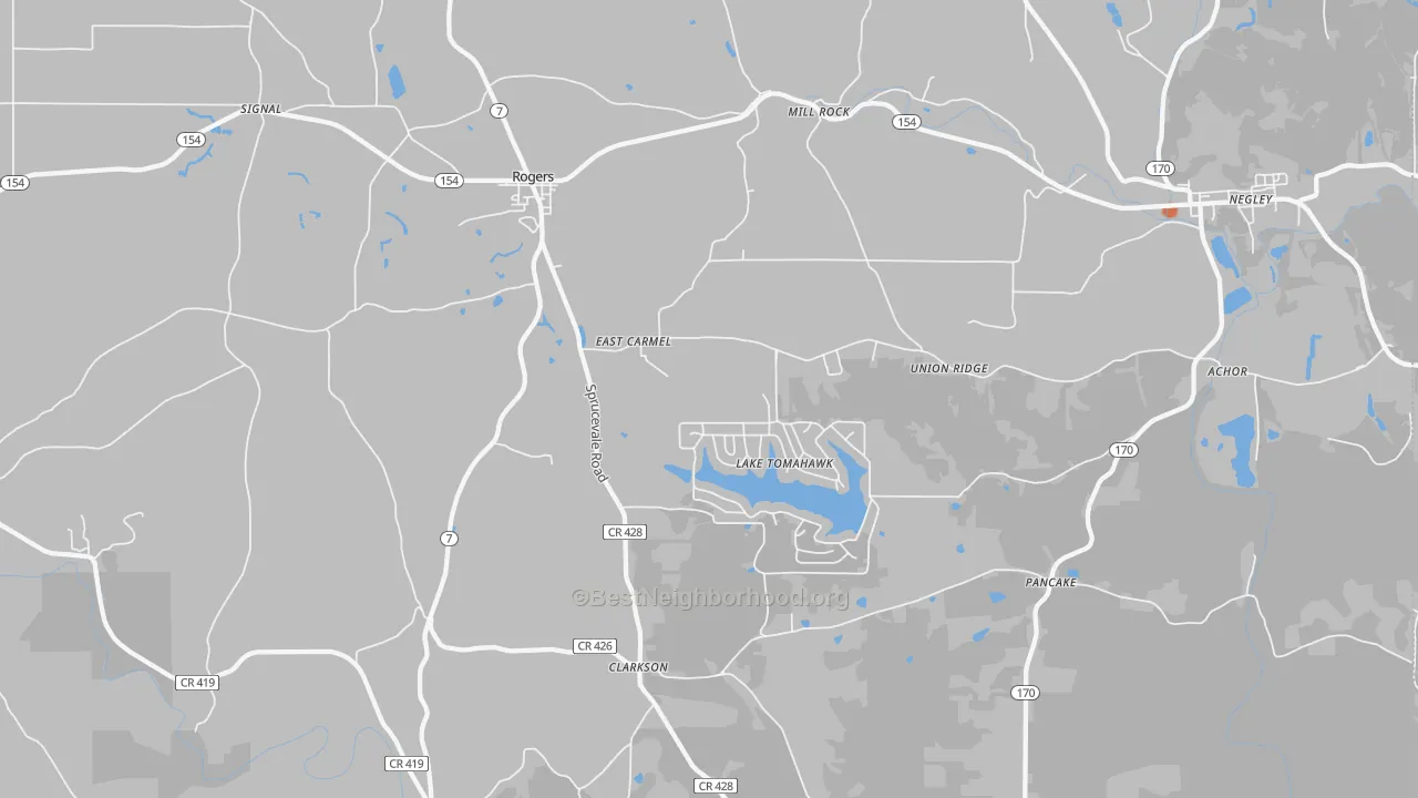 Bike Grade map of Rogers, OH