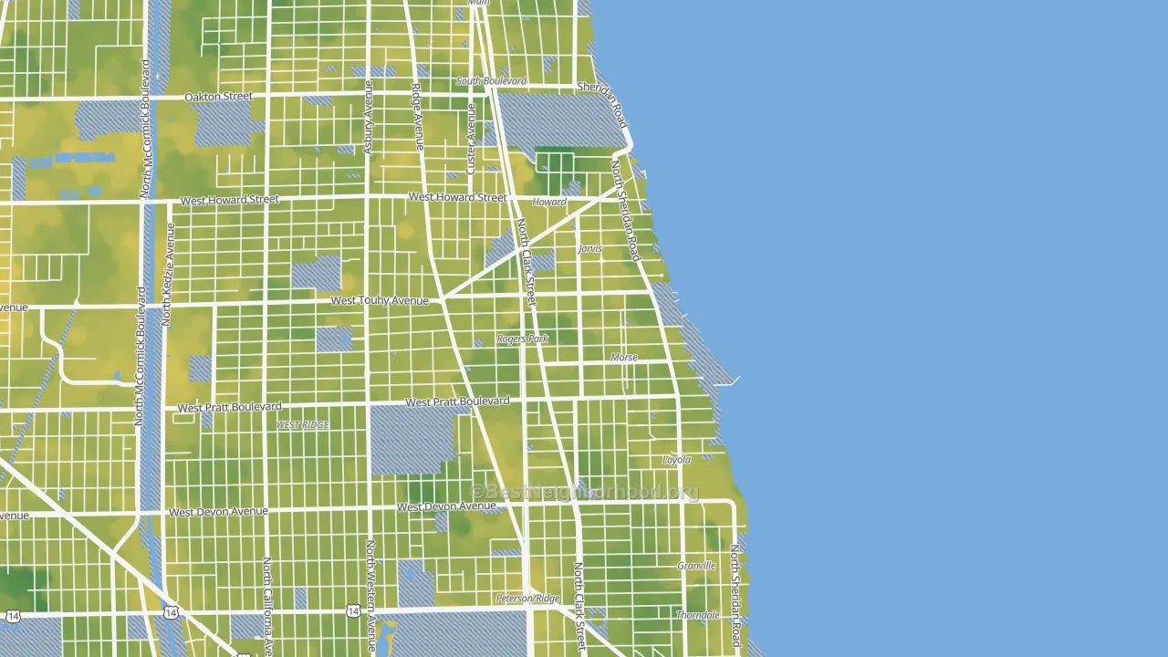 Bike Grade map of Rogers Park, Chicago, IL