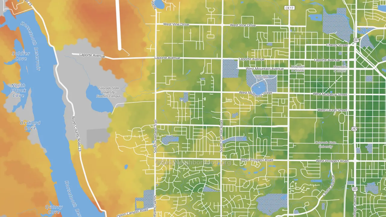 Bike Grade map of Rogers Park, Fort Collins, CO