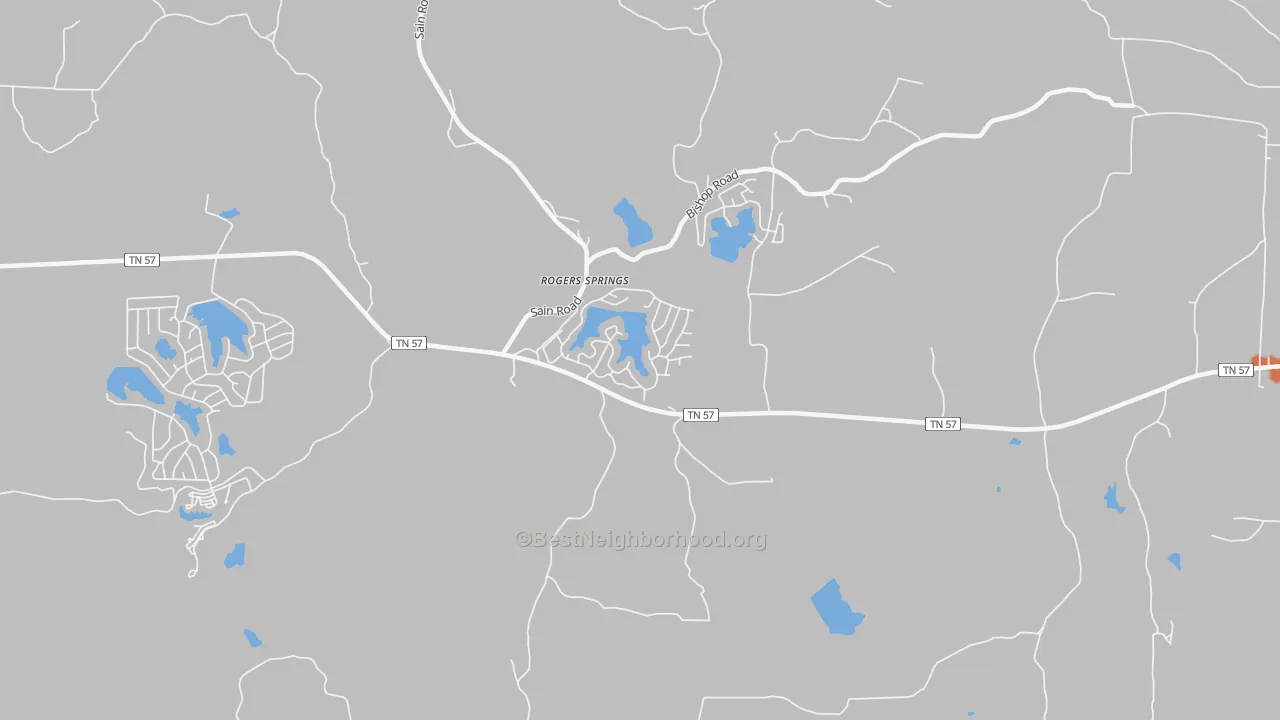 Bike Grade map of Rogers Spring, TN