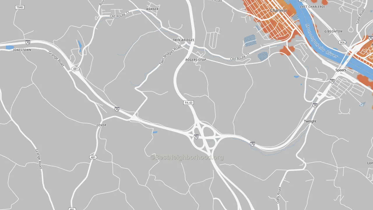 Bike Grade map of Rogers Stop, PA
