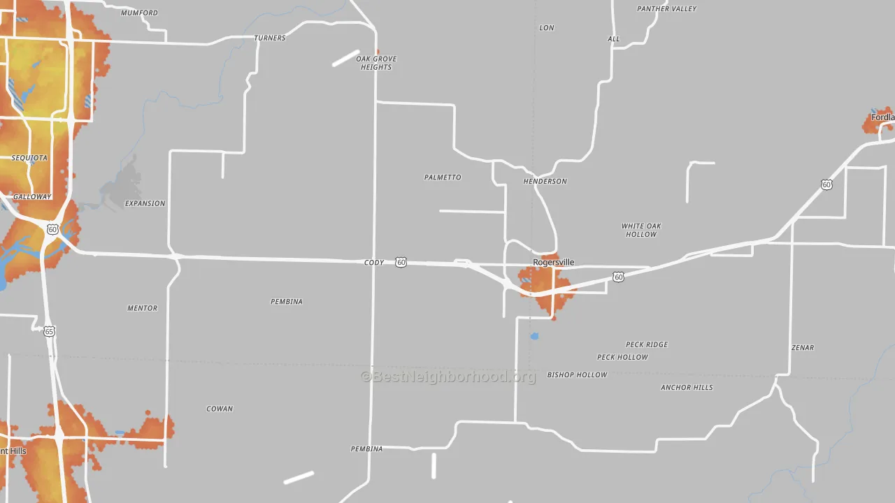Bike Grade map of Rogersville, MO