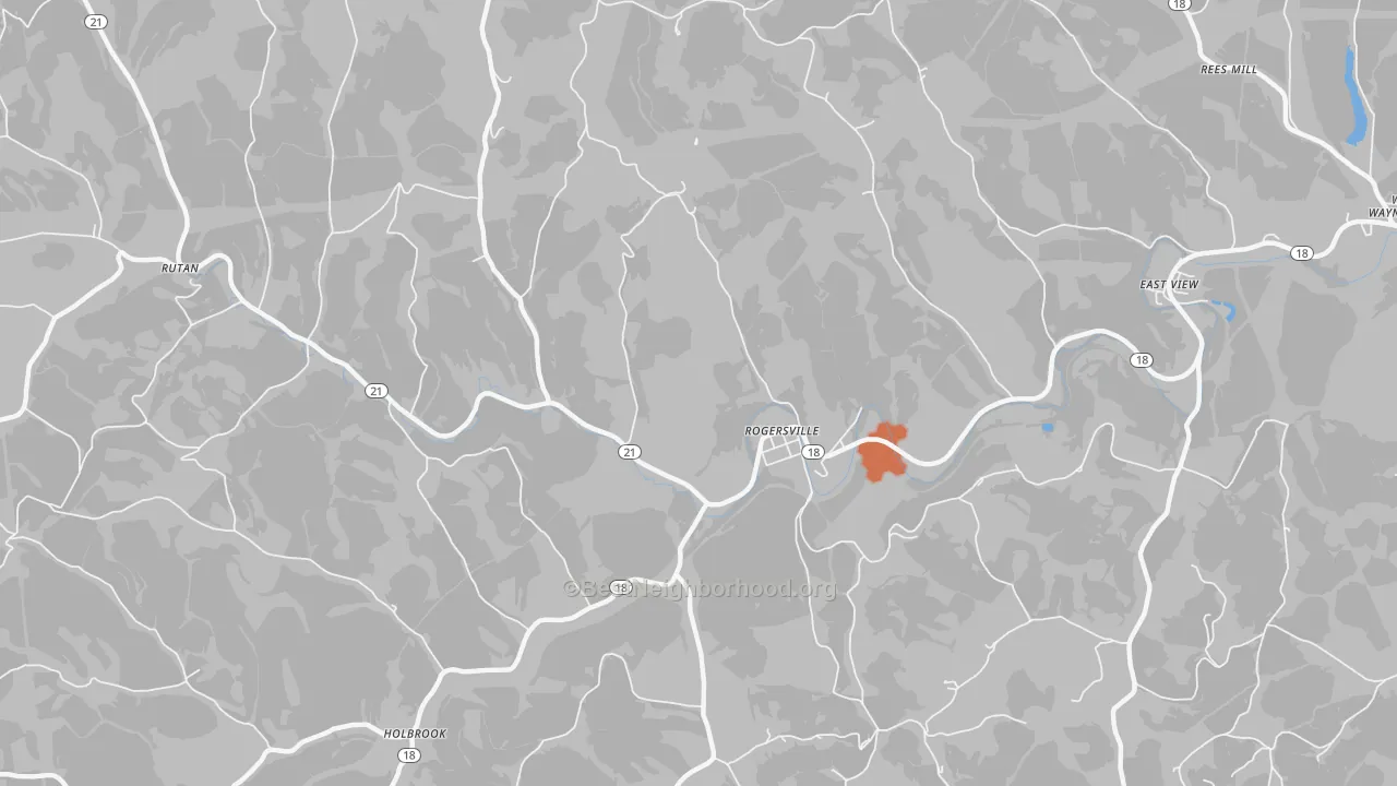 Bike Grade map of Rogersville, PA