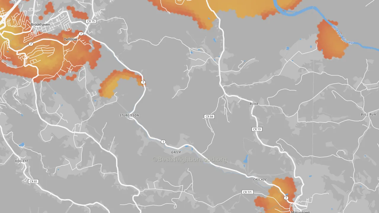 Bike Grade map of Rohr, WV