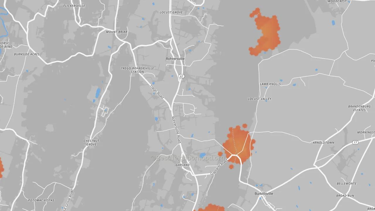 Bike Grade map of Rohrersville, MD