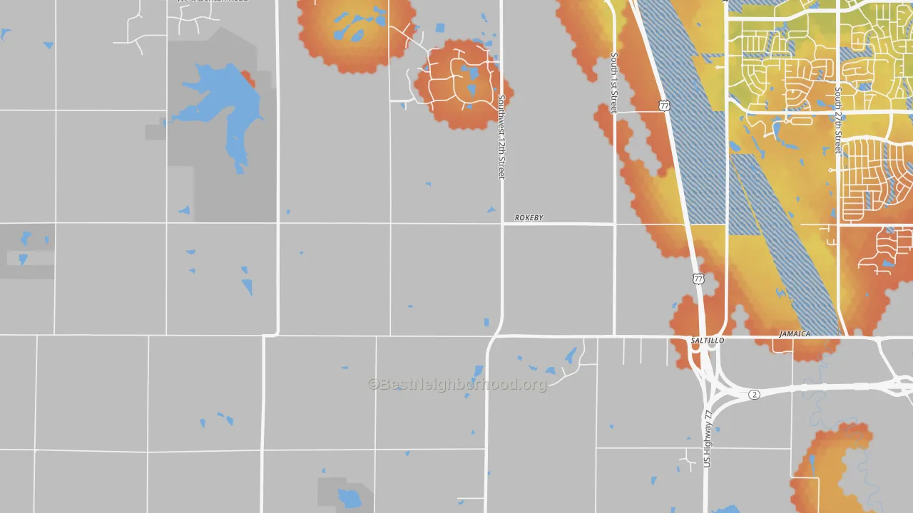 Bike Grade map of Rokeby, NE