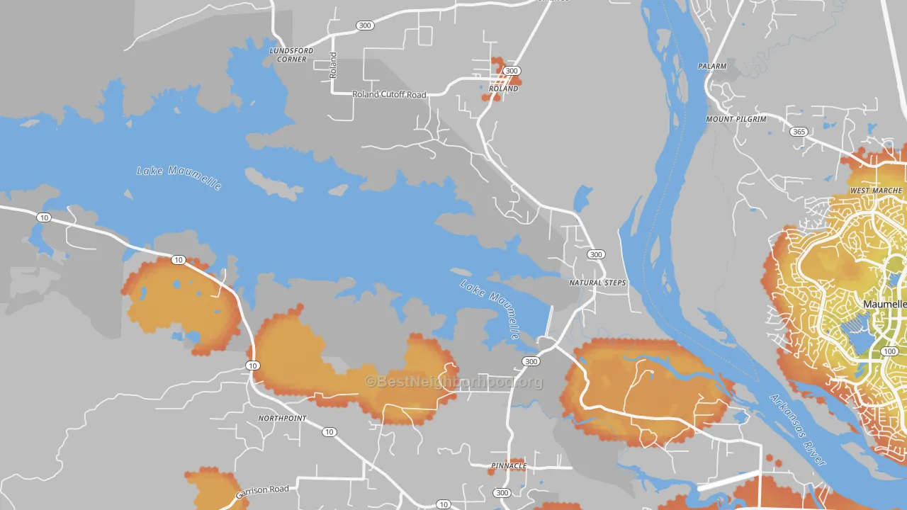 Bike Grade map of Roland, AR