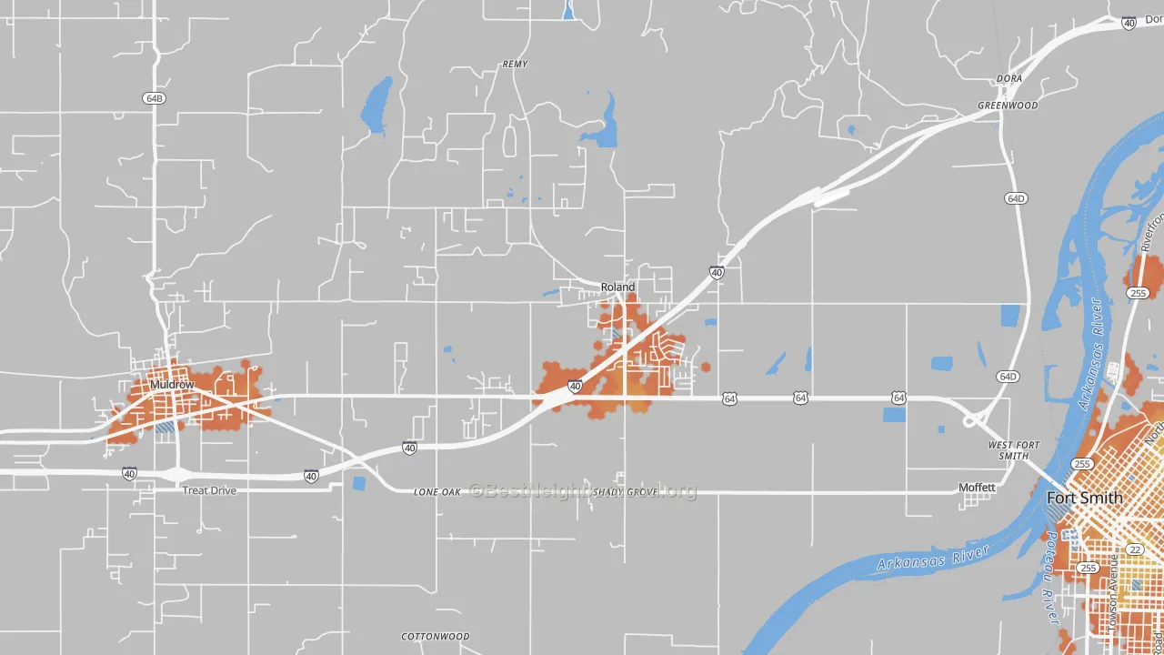 Bike Grade map of Roland, OK