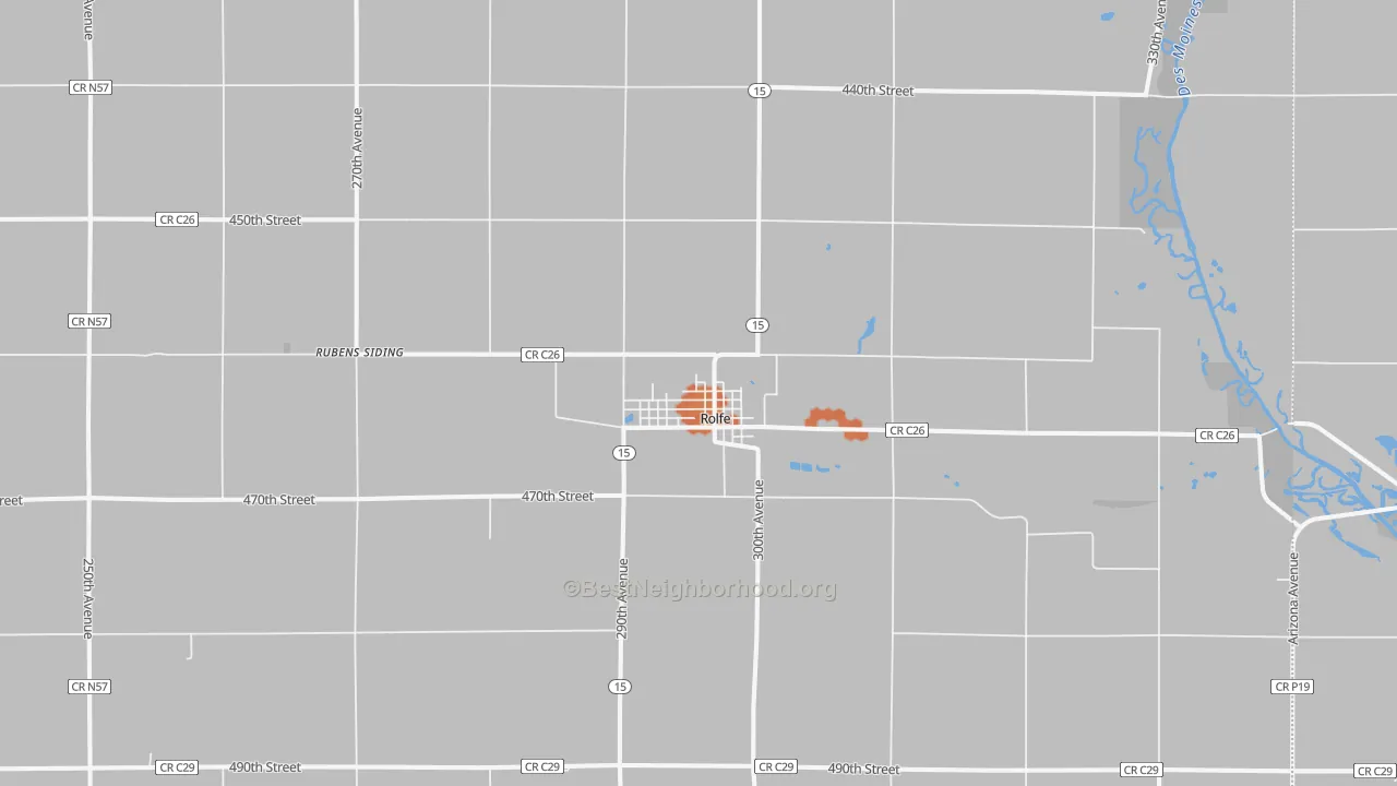 Bike Grade map of Rolfe, IA