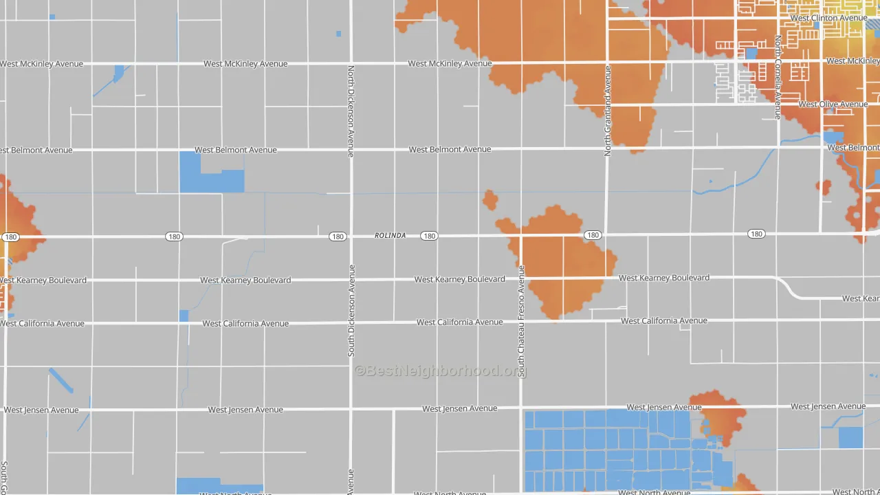 Bike Grade map of Rolinda, CA