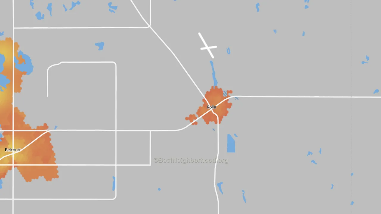 Bike Grade map of Rolla, ND