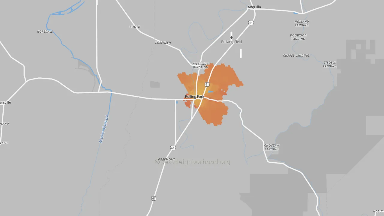 Bike Grade map of Rolling Fork, MS