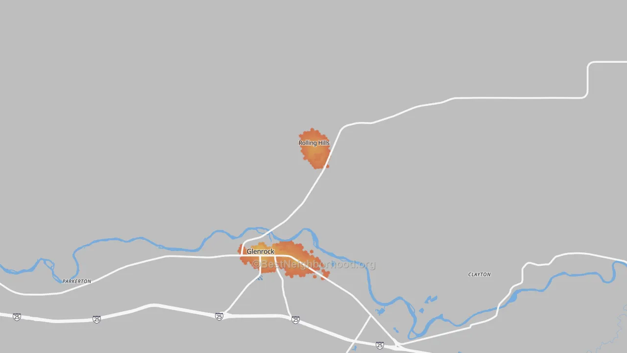 Bike Grade map of Rolling Hills, WY