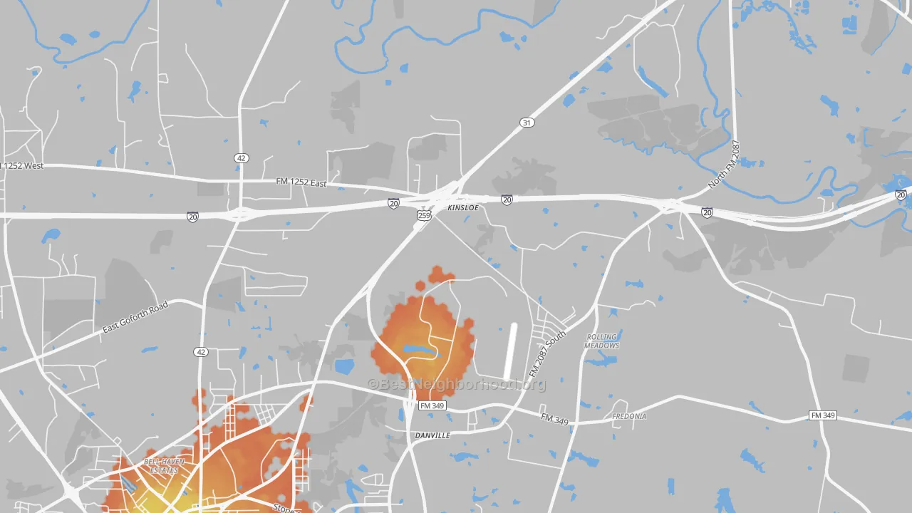 Bike Grade map of Rolling Meadows, TX