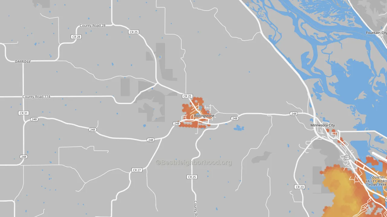 Bike Grade map of Rollingstone, MN