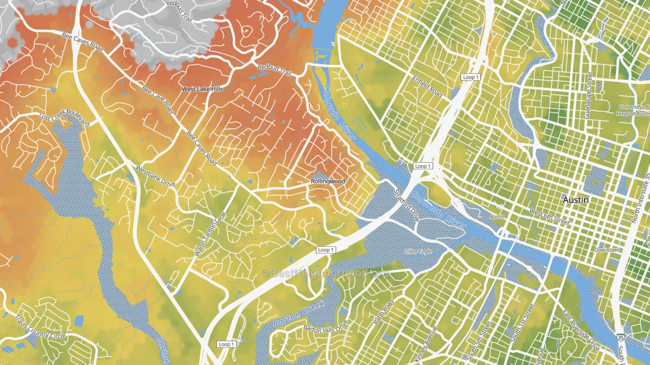 Bike Grade map of Rollingwood, TX
