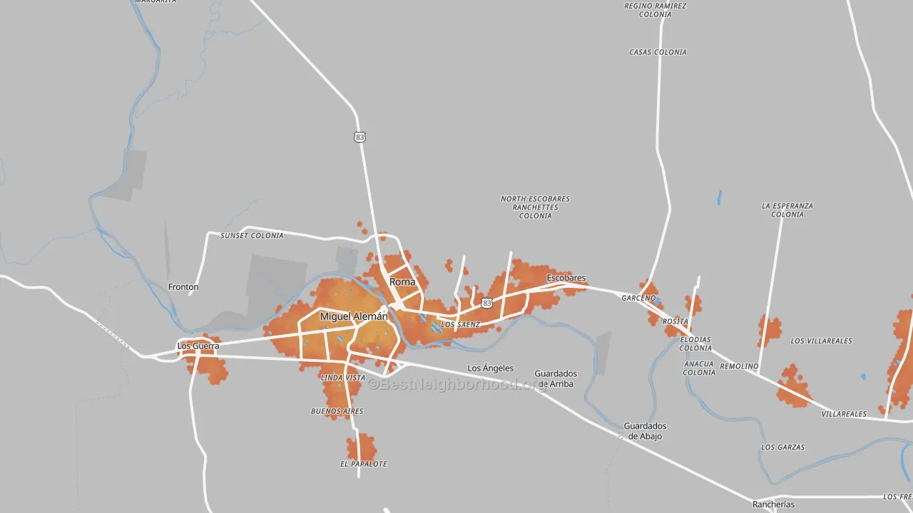Bike Grade map of Roma, TX