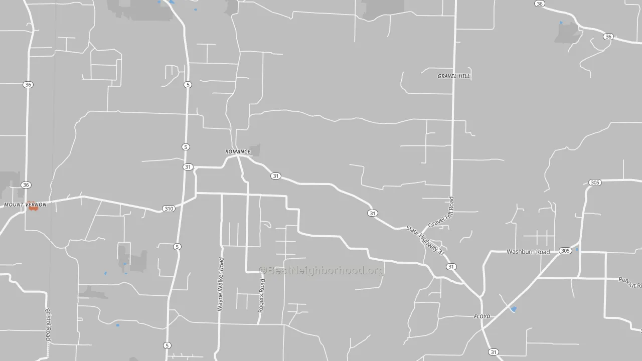 Bike Grade map of Romance, AR