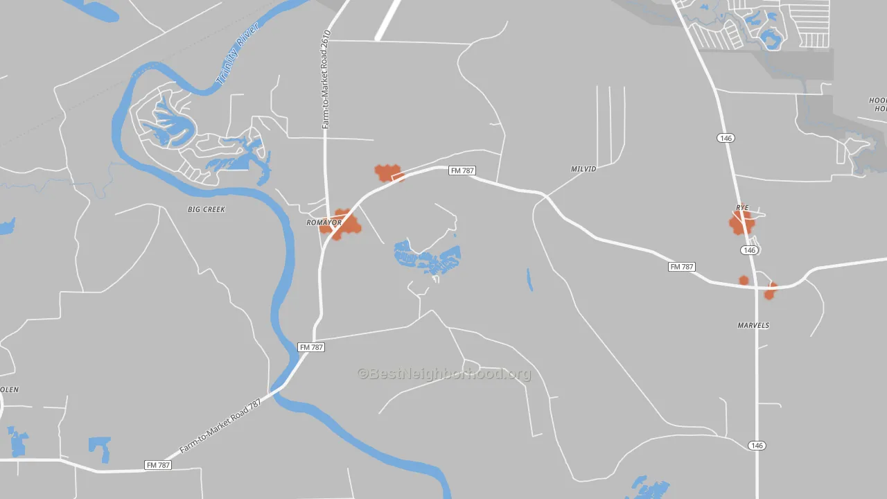 Bike Grade map of Romayor, TX