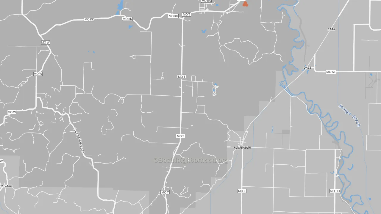 Bike Grade map of Rombauer, MO