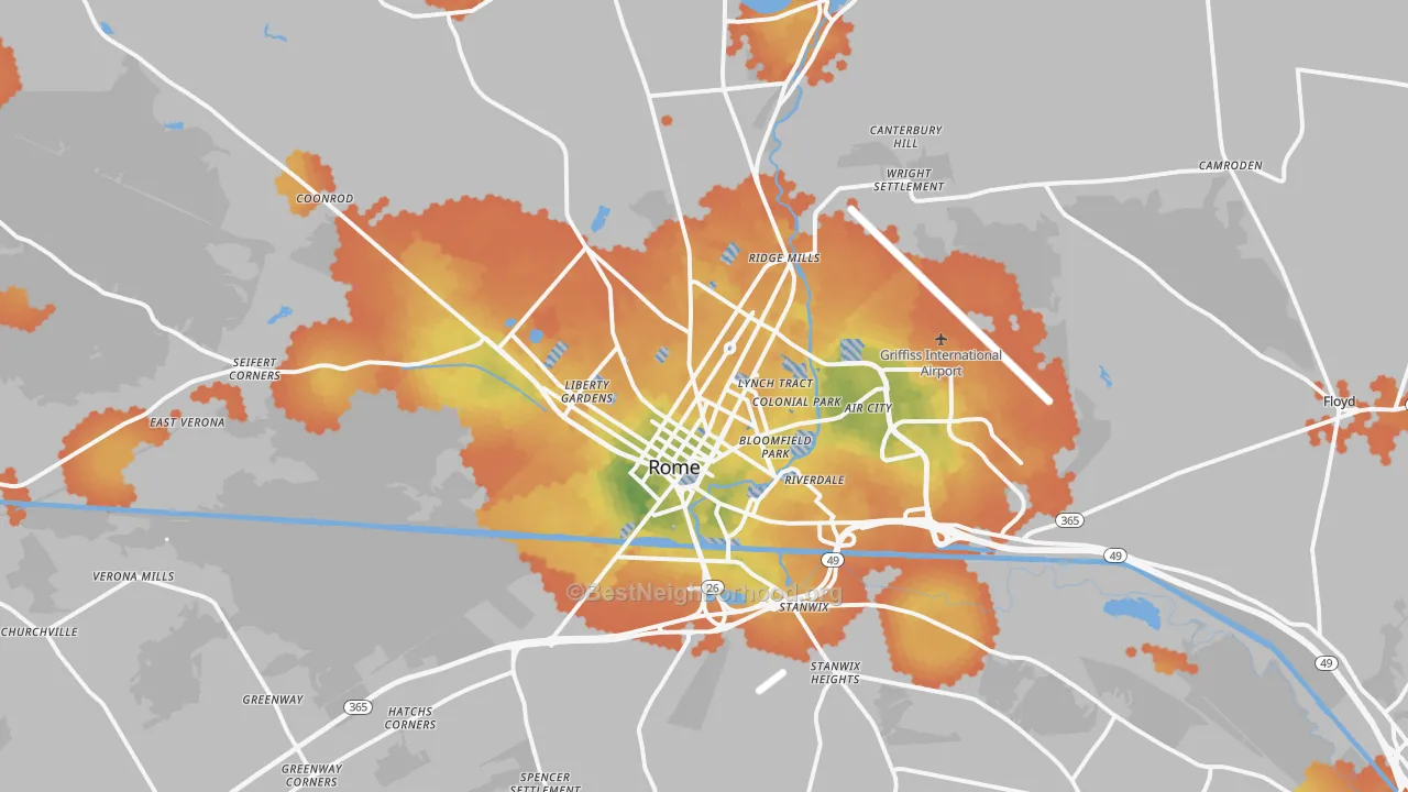 Bike Grade map of Rome, NY
