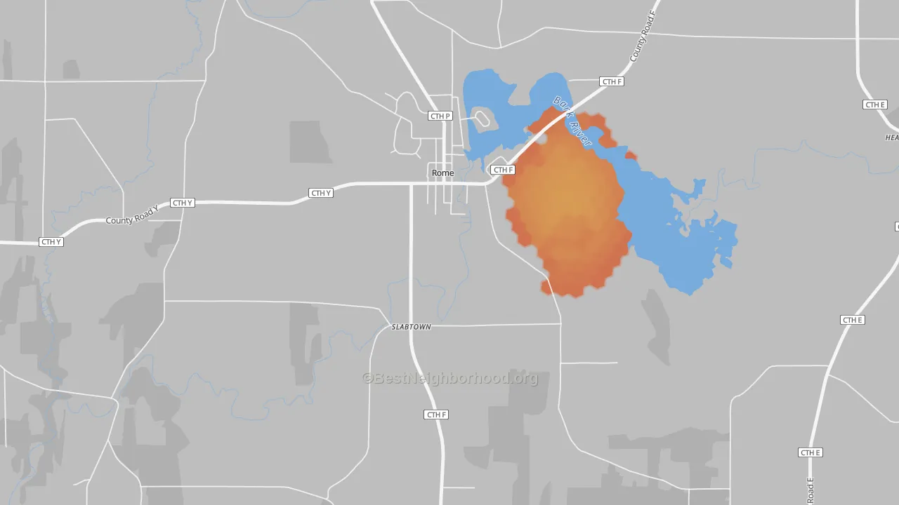 Bike Grade map of Rome, WI