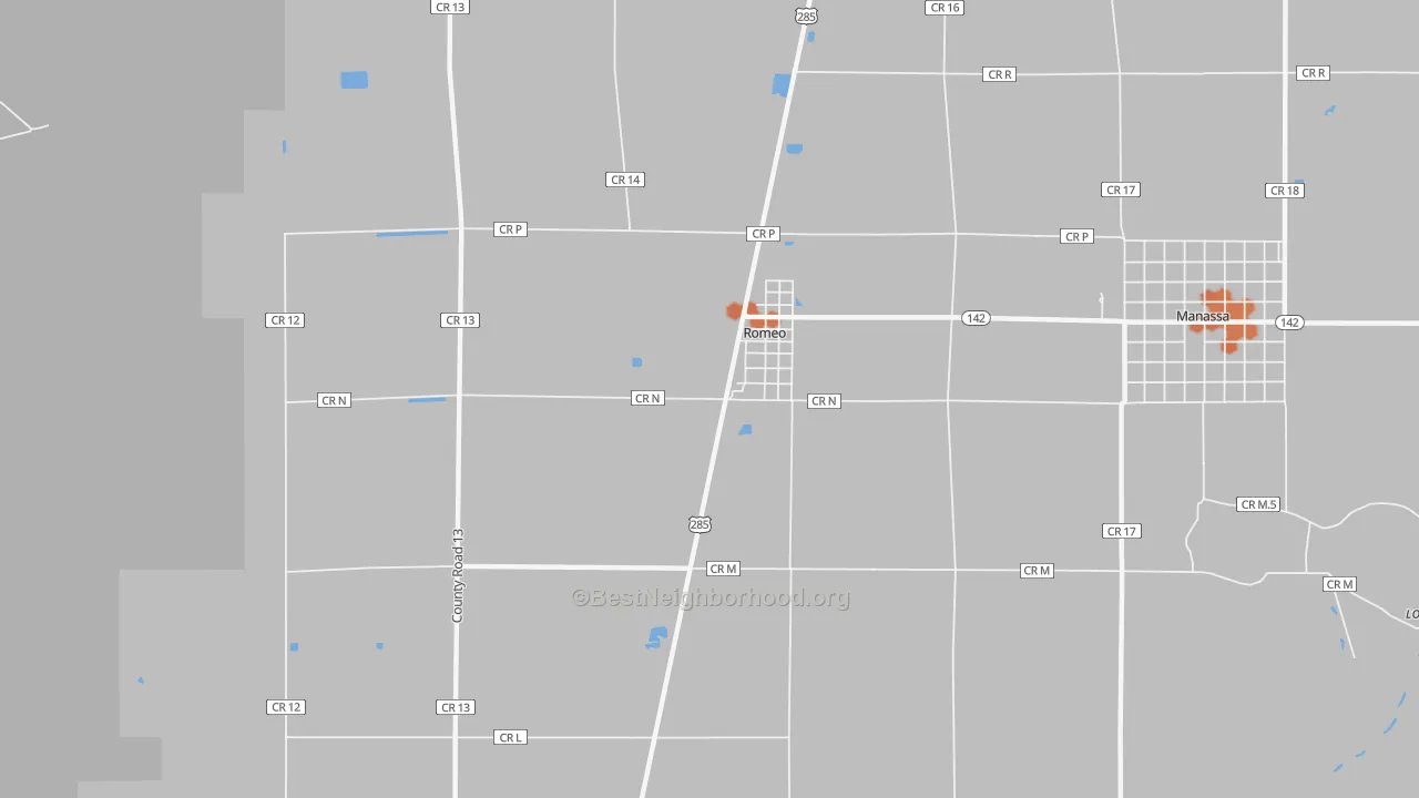 Bike Grade map of Romeo, CO