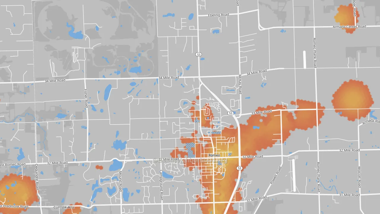 Bike Grade map of Romeo, MI
