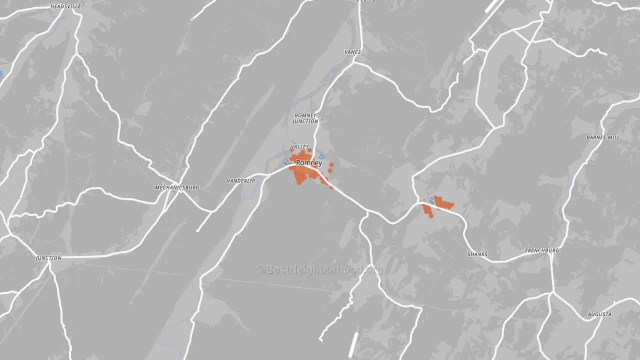 Bike Grade map of Romney, WV