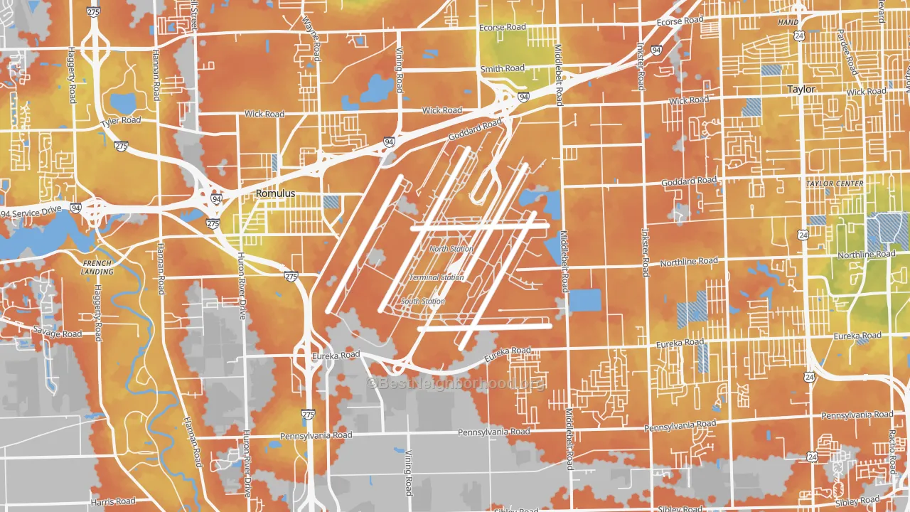 Bike Grade map of Romulus, MI