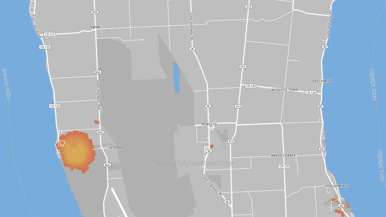 Bike Grade map of Romulus, NY