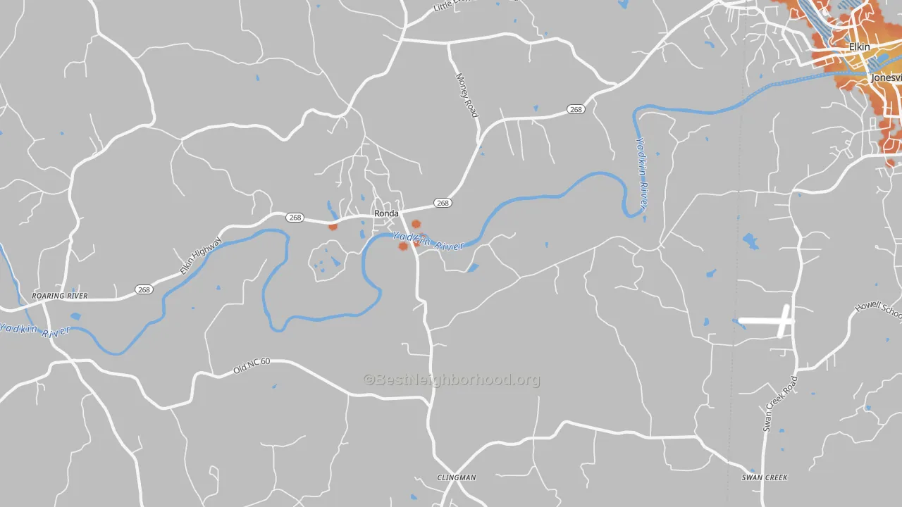 Bike Grade map of Ronda, NC
