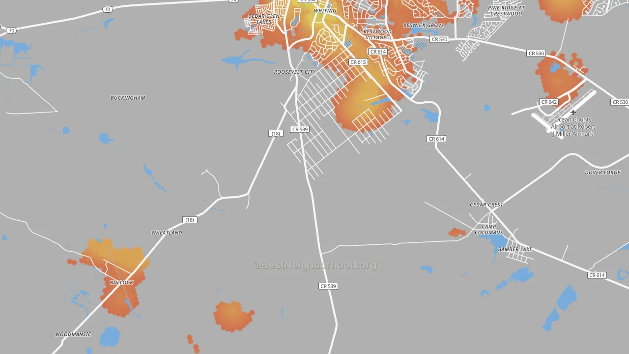 Bike Grade map of Roosevelt City, NJ