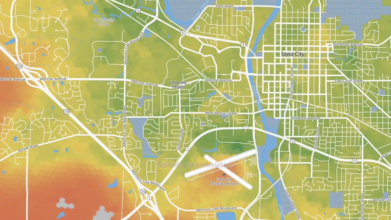 Bike Grade map of Roosevelt, Iowa City, IA