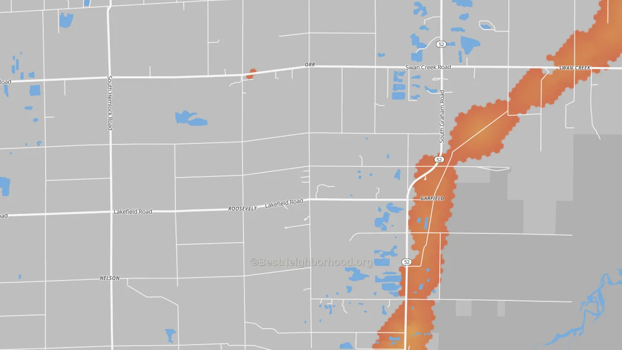 Bike Grade map of Roosevelt, MI