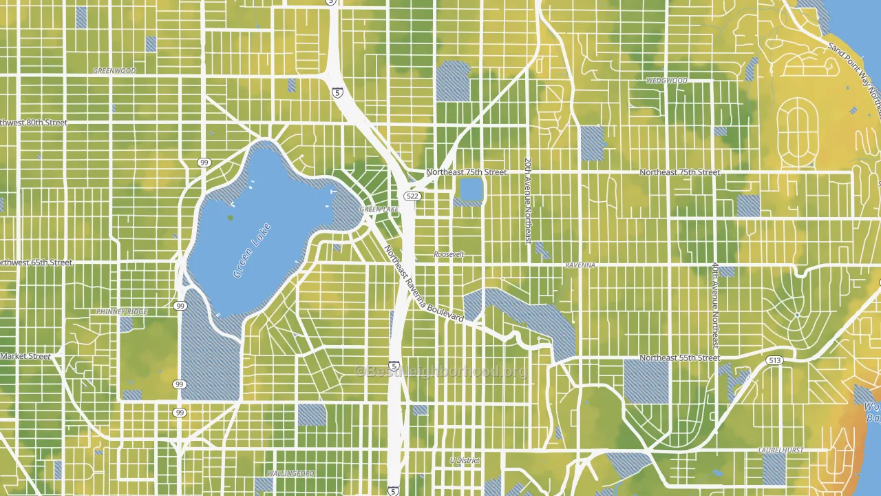 Bike Grade map of Roosevelt, Seattle, WA