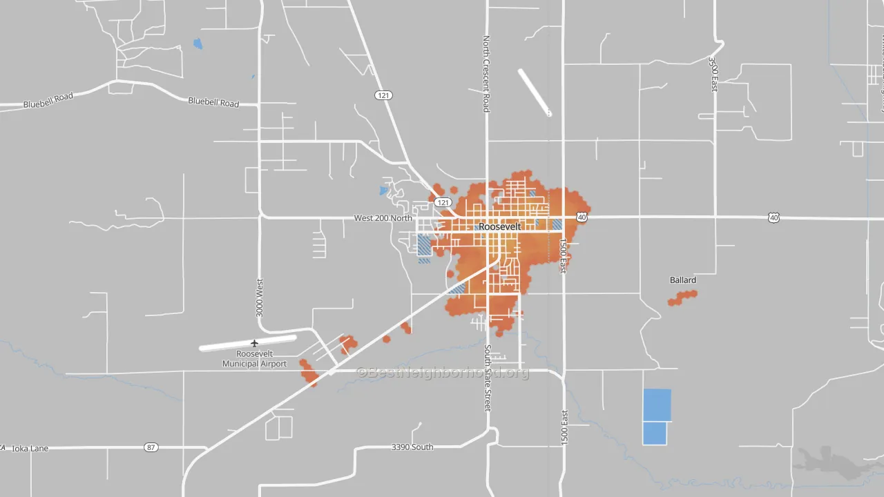 Bike Grade map of Roosevelt, UT