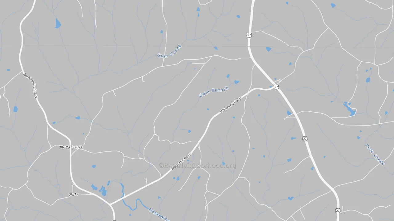 Bike Grade map of Roosterville, GA